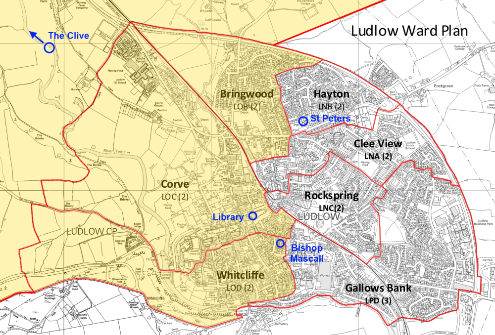 Map of Ludlow Wards and Ludlow North 1000